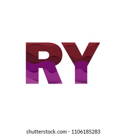 Paper art letter R font vector modern water in text design illustration emblem isolated background

