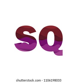 Paper art letter SQ font vector modern water in text design illustration emblem isolated background

