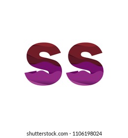 Paper art letter SS font vector modern water in text design illustration emblem isolated background
