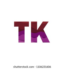Paper art letter TK font vector modern water in text design illustration emblem isolated background
