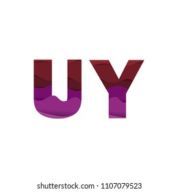 Paper art letter U font vector modern water in text design illustration emblem isolated background
