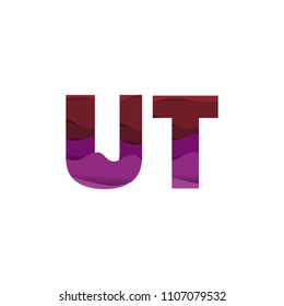 Paper art letter U font vector modern water in text design illustration emblem isolated background
