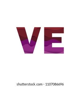 Paper art letter VE font vector modern water in text design illustration emblem isolated background
