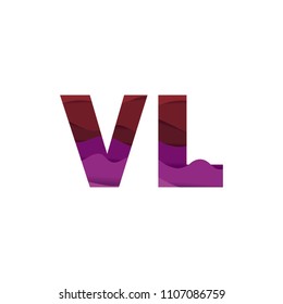 Paper art letter VL font vector modern water in text design illustration emblem isolated background
