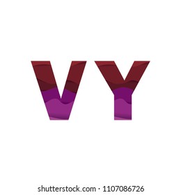 Paper art letter VY font vector modern water in text design illustration emblem isolated background
