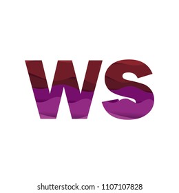 Paper art letter WS font vector modern water in text design illustration emblem isolated background
