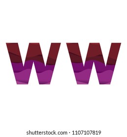 Paper art letter WW font vector modern water in text design illustration emblem isolated background
