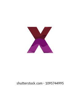 Paper art letter X font vector modern water in text design illustration emblem isolated background