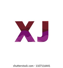 Paper art letter XJ font vector modern water in text design illustration emblem isolated background
