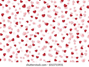 Paper art of love background red heart shapes pattern for valentine day concept Design for gifts card, Happy holiday, wedding. Vector illustration