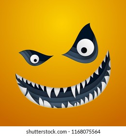 Paper art of monster, Happy Halloween celebration concept, vector art and illustration.