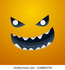 Paper art of monster, Happy Halloween celebration concept, vector art and illustration.