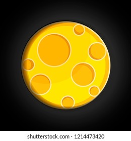Paper art moon, fluffy clouds and stars in midnight.Origami paper art style. Vector illustration.