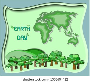 Paper art of nature concept earth day background template.Ecology and environment conservation concept.-เวกเตอร์