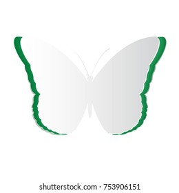 paper art origami in green color butterfly design vector illustration