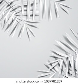 Paper art palm leaves. Vector stock.