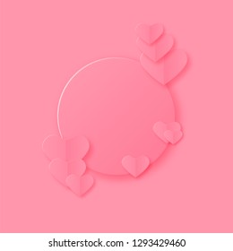 Paper art of pink hearts template on pink background with copy space for text, vector art and illustration. - Vector illustration