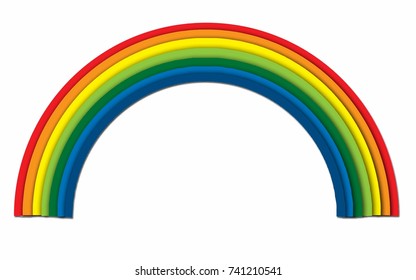 paper art rainbow design on isolated white vector illustration