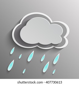 Paper art Rainy cloud background.Vector