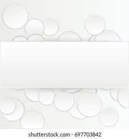 Paper ART rectangle banner on circle background with drop shadows. Vector illustration