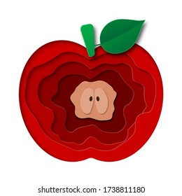 Paper art Red Apple. Vector-Abbildung. Papierschnitt Das Konzept Origami.