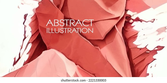 Paper art red crumpled paper abstract for concept design. Abstract vector pattern. Blank texture. Old vintage paper background. Vector grunge texture. Abstract art background.