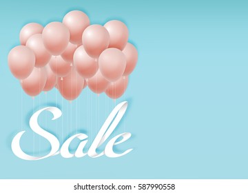 Paper art of Sale calligraphy hand lettering with balloon, discount concept and background, vector art and illustration.