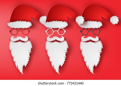 Paper art of Santa Claus hat set,vector