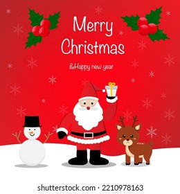 Paper art of Santa Claus offer gift box and red paper banner stock illustration