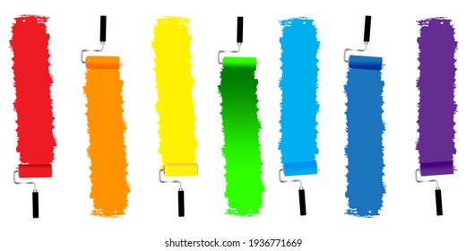 Paper art set with rollers multicolored. Vector art illustration. Colorful rainbow. Stock image. EPS 10.