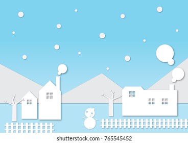 Paper art snow town