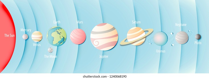 Paper art of Solar System Background and Abstract Design Vector