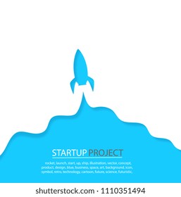 paper art of space rocket launch to the sky in startup concept of business or project. vector illustrator