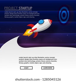 paper art of space rocket launch to the sky in startup concept of business or project. vector illustrator