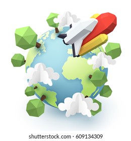 Paper art of space shuttle launch out of the earth, start up business concept and exploration idea, vector art and illustration.