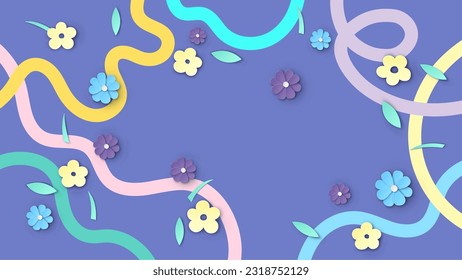 Arte de papel de fondo primaveral. Fondo floral de primavera. corte de papel y estilo artesanal. vector, ilustración.