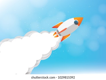 Paper art of Startup project concept. Business flat design vector illustration