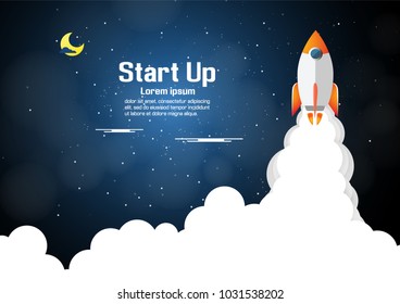 Paper art of Startup project concept. Business flat design vector illustration