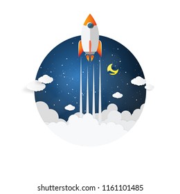 Paper art of Startup project concept. Business flat design vector illustration