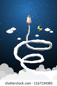 Paper art of Startup project concept. Business flat design vector illustration
