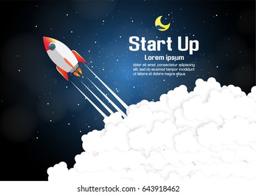 Paper art of Startup project concept. Business flat design vector illustration