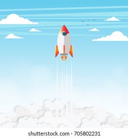Paper art of Startup project concept. Business flat design vector illustration