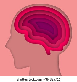 Paper art style brain layer cut vector illustration