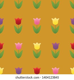 paper art style colorful Tulip flower seamless pattern background isolated on background illustration vector