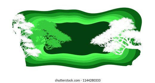 Paper art style, Green world. Ecology connection concept background. Vector info graphic illustration. Suitable for greeting card, banner and poster.  