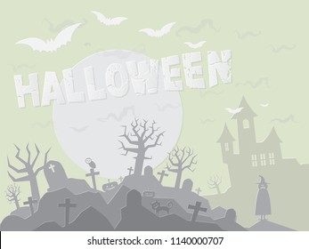 Paper art style of Halloween background, vector format