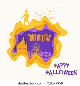 Paper Art Style Halloween Design - Optional Party, Events, Advertising, Announcement Vector Template