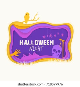Paper Art Style Halloween Design - Optional Party, Events, Advertising, Announcement Vector Template