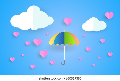  paper art style, heart in the sky