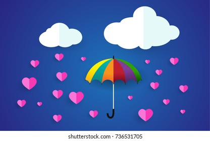  paper art style, heart in the sky